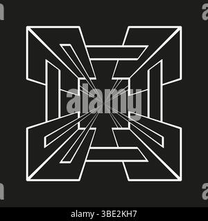 Geometric arrow design. Perspective symbol shape. Symmetrical arrow pattern. Vector illusion structure. Stock Vector