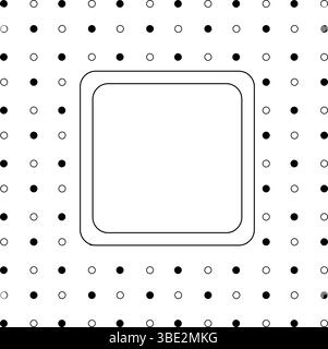 Circles round polka dots Square frame template. Vector graphic line illustration. Black and white Banner, poster, wrapping paper, sticker, print, mode Stock Vector