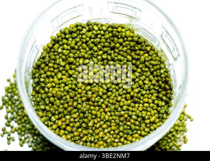 A Close-up of mung beans on white background Stock Photo