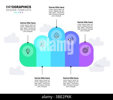 Infographic template with icons and 5 options or steps. Cloud. Can be used for workflow layout, diagram, banner, webdesign. Vector illustration Stock Vector
