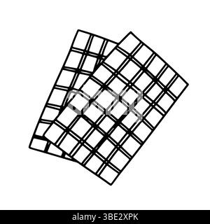 Checkered napkin hand drawn doodle vector sketch Stock Vector