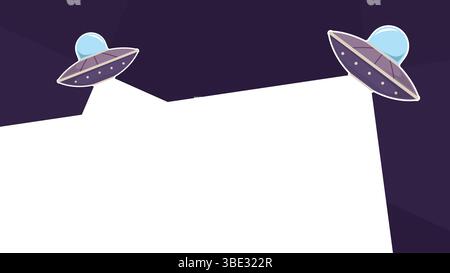 Simple and minimalist copy space horizontal background with UFO. Copy space background with two flying unknown objects Stock Vector