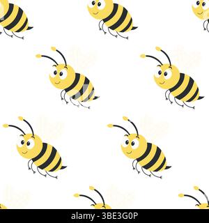 Seamless pattern with bees on a white background Stock Vector
