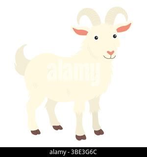 Goat in flat style. Vector illustration of an animal on a farm Stock Vector