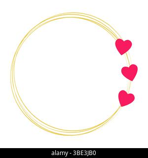 Golden round frame with hearts Stock Vector