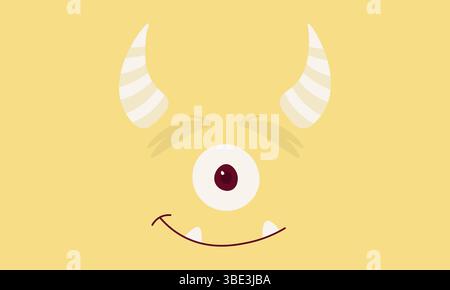 Funny Cyclops Monster Face Background Stock Vector