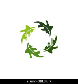 Circle Oak Leaf Logo Design. Oak Icon Vector Stock Vector