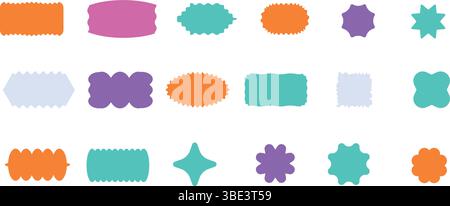 Zigzag Wavy Shape Frames – Vector Abstract Borders, Scallop Edge Stamps, Geometric Text Boxes  Stock Vector