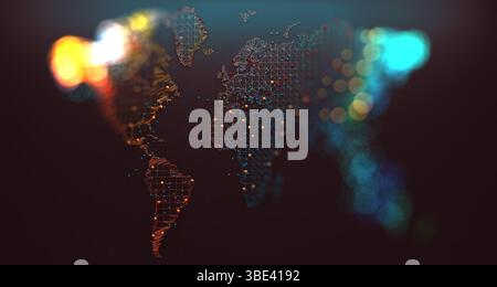 3d illustration and concept of international logistics of agreements and international business. Networks and companies around the world. Stock Photo