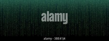 Matrix binary code background with green digital rain effect. Ideal for cyberpunk themes, tech designs, hacking or coding visuals, sci-fi and digital Stock Vector