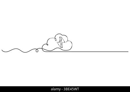 Cloud storage continuous one line drawing and minimalist design Stock Vector