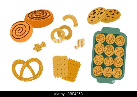 Set of Baked Goods, Flat Vector Illustration Stock Vector