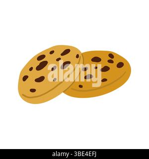 Single Cookie with Chocolate Chips or Raisins Stock Vector