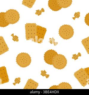Seamless Pattern with Square and Round Crackers Stock Vector