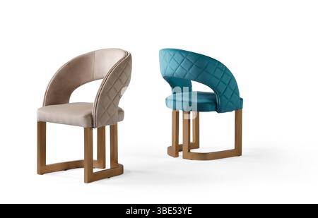 Modern chair isolated on white background . different angle . metal leg Stock Photo