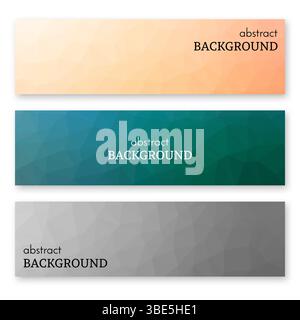 Set of three multi colored banners in low poly art style. Background with place for your text. Vector illustration Stock Vector