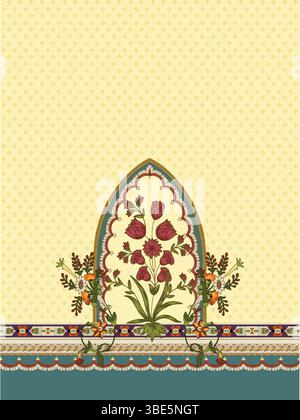 Elegant floral arch design for textile or fabric print Stock Vector