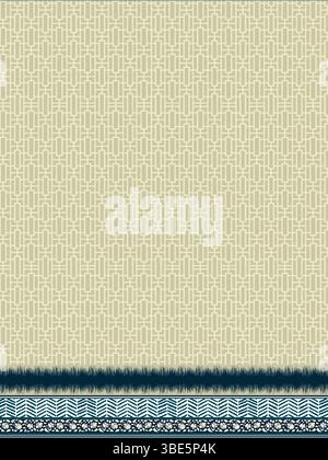 Beige geometric pattern with dark blue and white border design Stock Vector