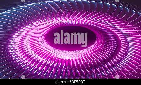 Dynamic neon shapes create a vibrant abstract design, lighting up the night and captivating all at the gathering Stock Photo