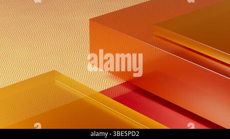 An abstract composition features transparent crystals arranged against a warm-toned background, displaying rich shades of orange and gold. Stock Photo