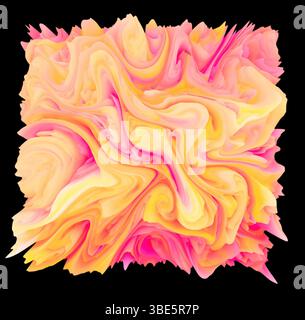 A mesmerizing illustration featuring dynamic bursts of pastel colors in an abstract form. Swirls of pink, yellow, and orange blend seamlessly, creatin Stock Photo