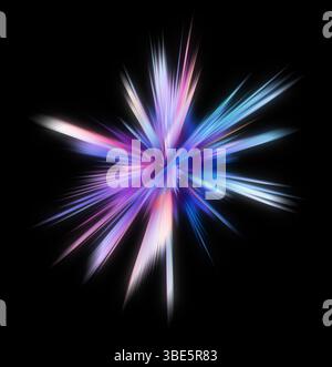A stunning illustration depicting vibrant star-like color bursts on a dark background. The radiant beams of blue, pink, and purple create a dynamic an Stock Photo