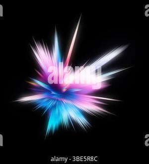 A dynamic illustration depicting a star-like burst of vibrant colors against a black backdrop. The image features energetic spikes in shades of pink, Stock Photo
