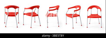 Plastic chair different angle  isolated on white background . Stock Photo
