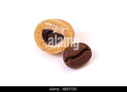 Pumpkin Spice Candy Chocolate Covered Coffee Beans on a White Background Stock Photo
