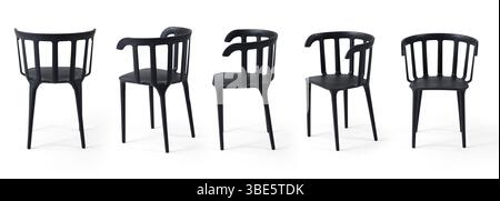 Plastic chair different angle  isolated on white background . Stock Photo
