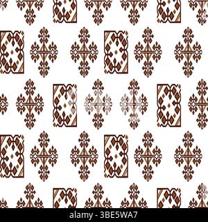 Geometric brown and white textile pattern seamless repeat design Stock Vector