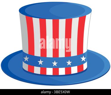 Stars and Stripes hat, US patriotic design element isolated on a white background Stock Vector