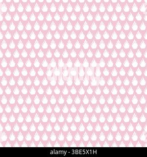Repeating pattern of white flame or flower shapes on pink background Stock Vector