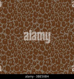 Brown leopard print pattern with yin yang and star symbols seamless texture Stock Vector