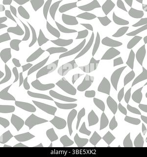 Abstract seamless pattern with swirling gray and white shapes Stock Vector