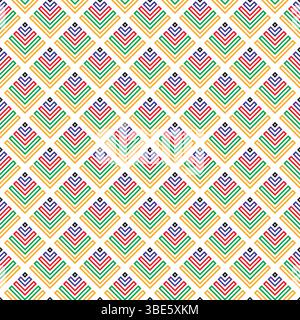 Colorful geometric diamond pattern seamless repeat textile design Stock Vector