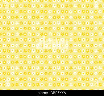 Pastel yellow and white floral pattern seamless repeat texture Stock Vector