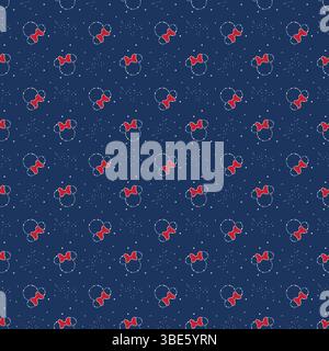 Minnie mouse head pattern dark blue fabric repeating design Stock Vector