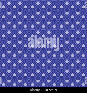 Abstract seamless pattern design in shades of blue with interlocking teardrop shapes Stock Vector