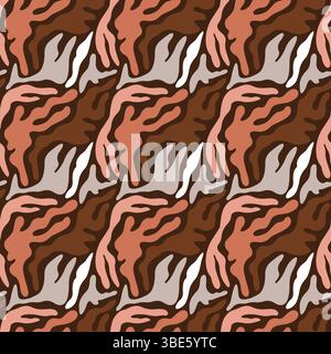 Abstract seamless pattern with organic brown and coral shapes Stock Vector