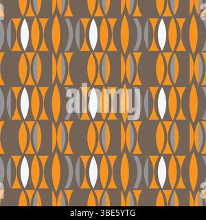Abstract geometric pattern seamless texture in orange gray and white Stock Vector