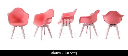 Plastic chair different angle  isolated on white background . Stock Photo