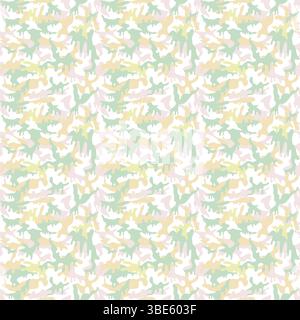 Pastel green yellow pink white abstract camouflage seamless pattern Stock Vector
