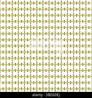 Repeating geometric pattern with green orange and black lines on white background Stock Vector