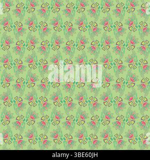 Seamless pastel floral pattern green background repeating textile design Stock Vector