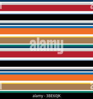 Horizontal stripe pattern in vibrant red orange blue and green hues Stock Vector