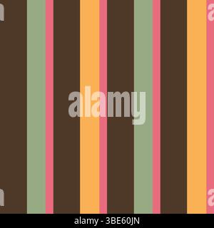 Vertical striped pattern in brown orange pink and green hues Stock Vector