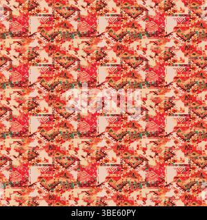 Vibrant red and orange southwestern tribal print fabric design Stock Vector