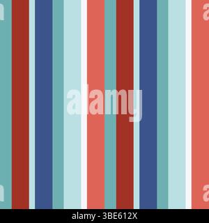 Abstract vertical stripe pattern in teal blue red and white Stock Vector