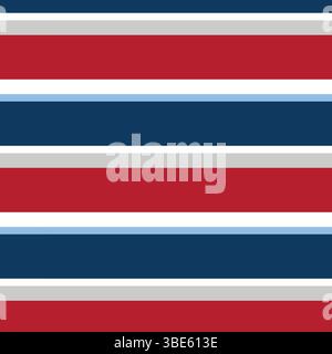 Horizontal stripe pattern in red navy blue and gray seamless repeat texture Stock Vector